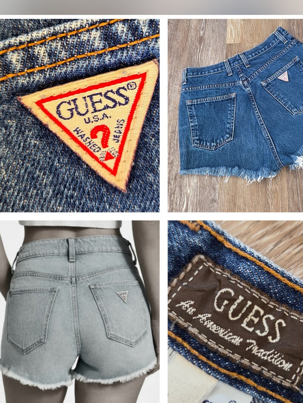 Guess Vintage Y2K 90's Denim Cutoff Shorts High Rise Frayed Hem USA Made Zip-up